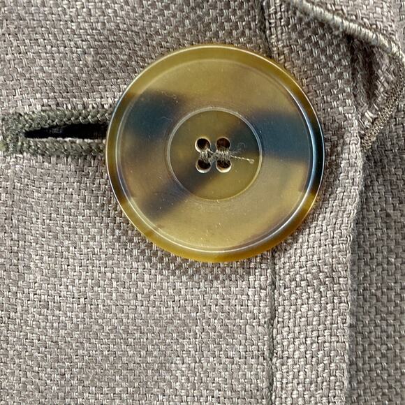 VALENTINO Blazer Womens 44 8 Linen Basketweave Ruffled One Button Brown Italy - Picture 6 of 14